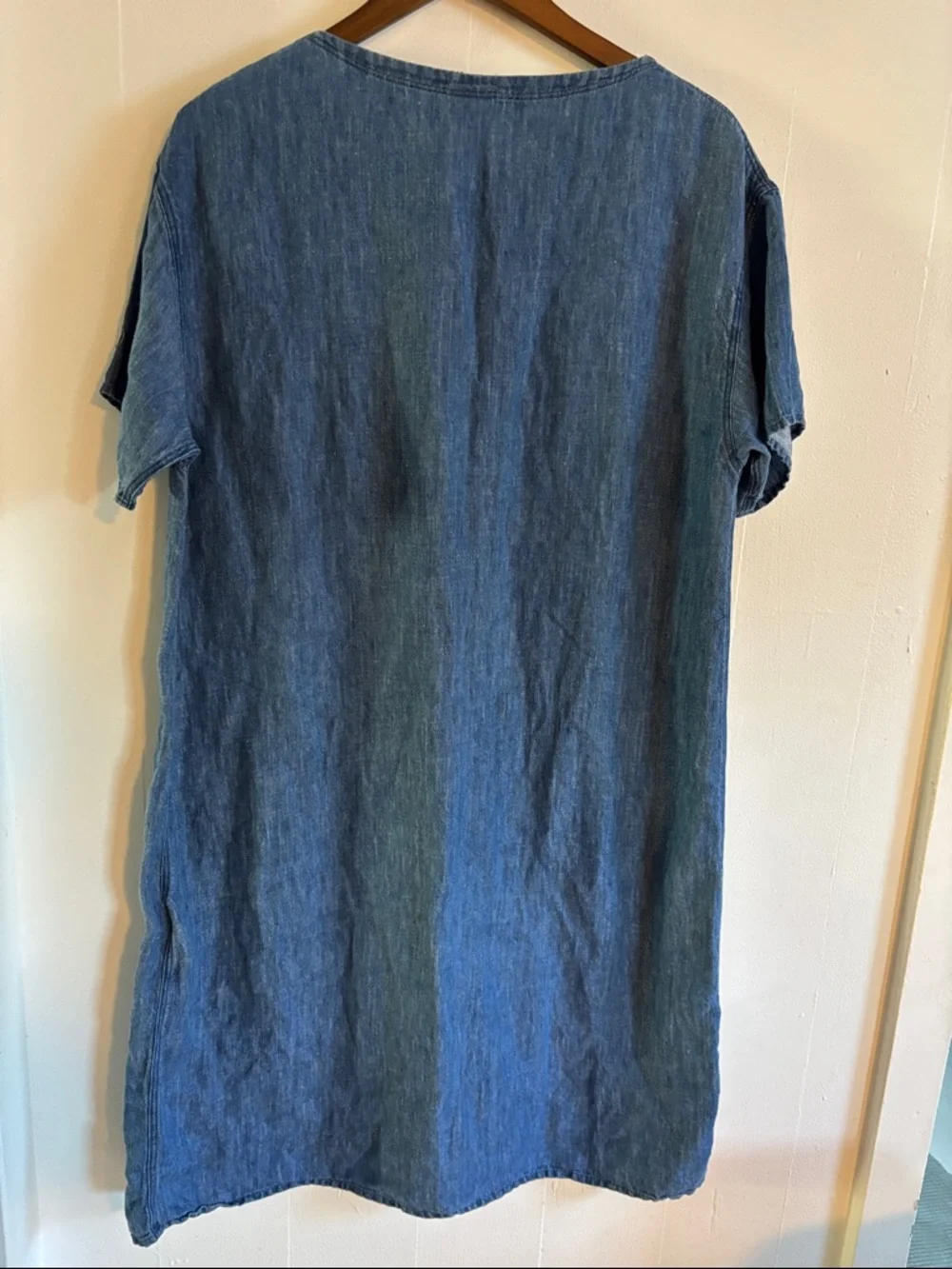 Orcival France 100% Linen Casual Chambray Shift Dress - Picture 5 of 5